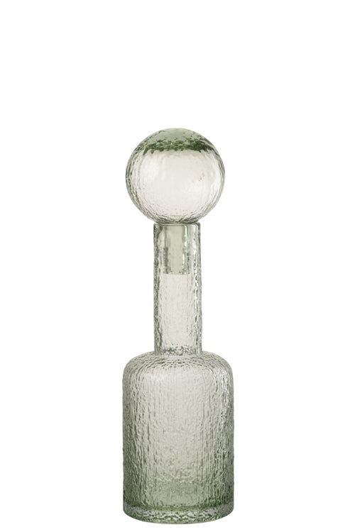 J-Line decoratie Fles Reliëf - glas - transparant/groen - small