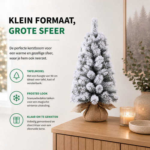 Black Box Trees Koyama Kerstboom Groen Frosted 98 Tips - Kerstversiering voor Ieder Interieur - Kunstboom met Natuurlijke PVC-Naalden en Bevroren