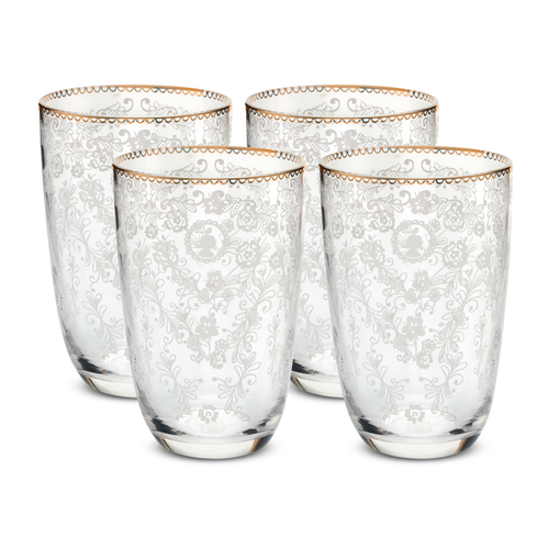 Pip Studio Floral Longdrinkglazen - Servies - Set van 4 drinkglazen - Gebloemd - 400ml - vtwonen shop