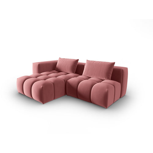 Cosmopolitan Design - Modulaire hoekbank links Verona 3-zits, flueel flamingo - 145x205x70cm