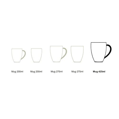 vtwonen - Basic - mokken set van 6 - porselein - wit - 425 ml