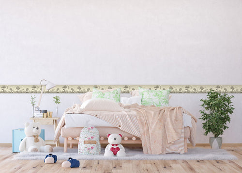 Sanders & Sanders zelfklevende behangrand bos met bosdieren beige - 13.8 x 500 cm - 601315