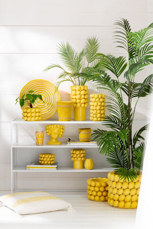 J-Line bloempot Citroenen - keramiek - geel - medium - Ø 19.5 cm - vtwonen shop