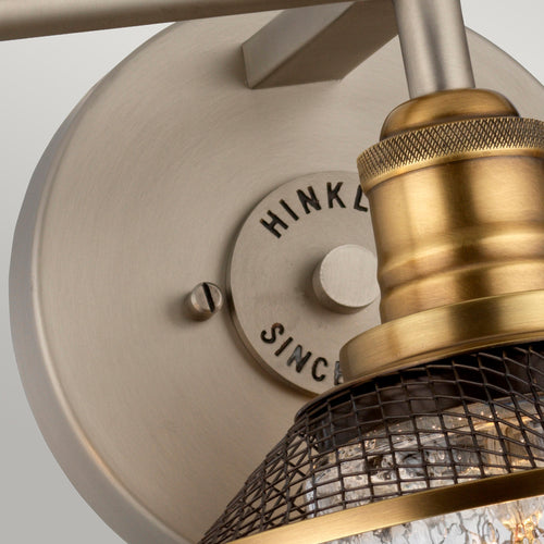 Rigby Hinkley 3-lichts wandlamp antiek nikkel met Heritage messing IP44