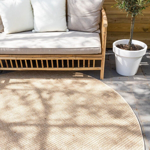 Interieur05 Rond Buitenkleed Jute Excellent Outdoor Bruin - 160 x 160 cm - vtwonen shop