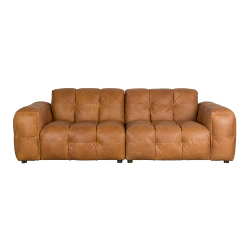 Dutchbone Hackman 3-zitsbank Leer Cognac Bruin - vtwonen shop