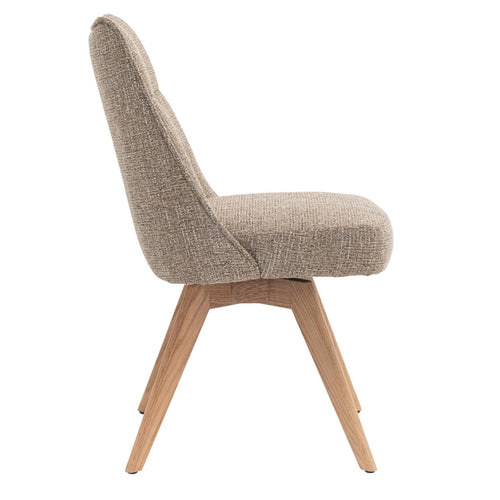 DÉJA Living Eetkamerstoel Meau - Taupe/Naturel - Draaibaar - Set van 2