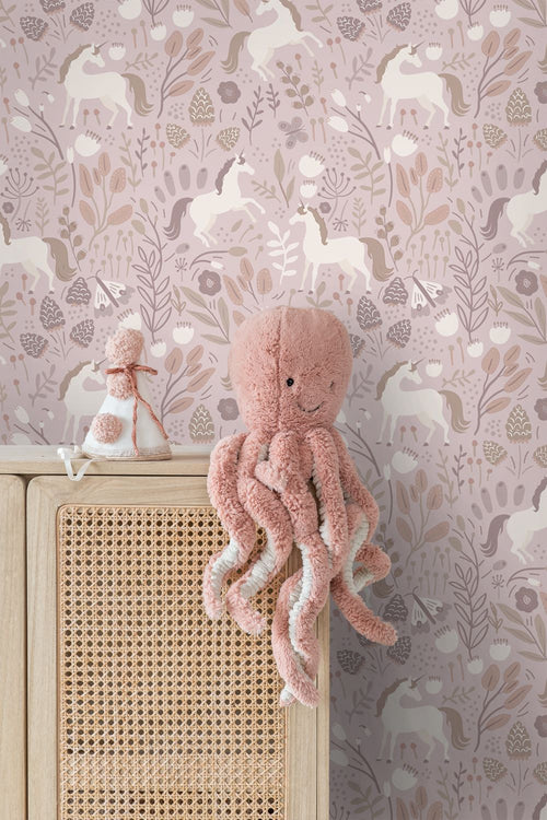 ESTAhome behang unicorns mauve paars - 53 cm x 10.05 m - 131232