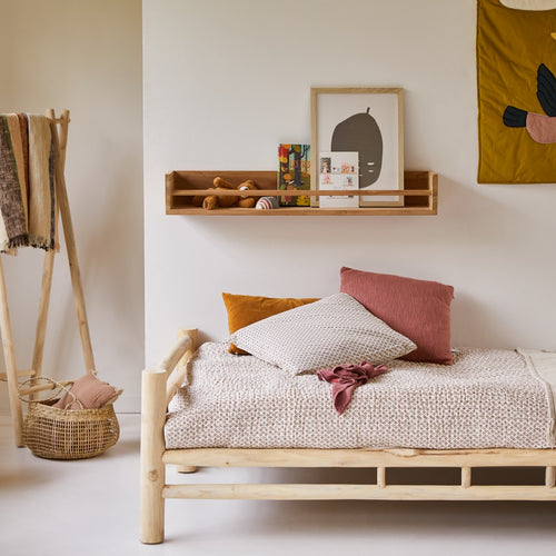 Tikamoon Wandplank voor kinderkamer van massief teakhout 100 cm - Naturel