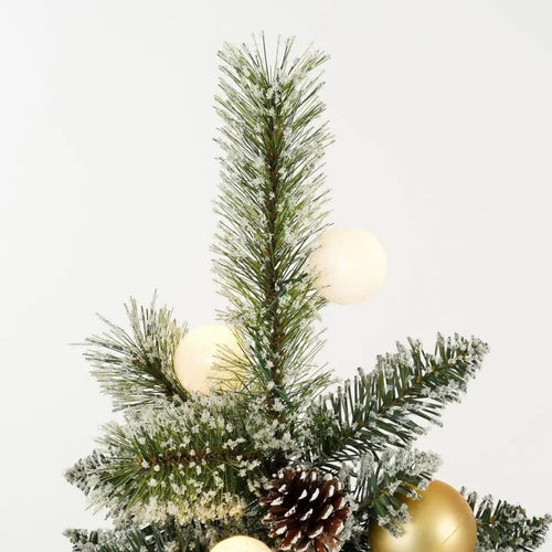 Black Box Trees Kaprun kerstboom met burlap led groen frosted goud warm wit 10L 50 TIPS BO en timer - h60xd39cm