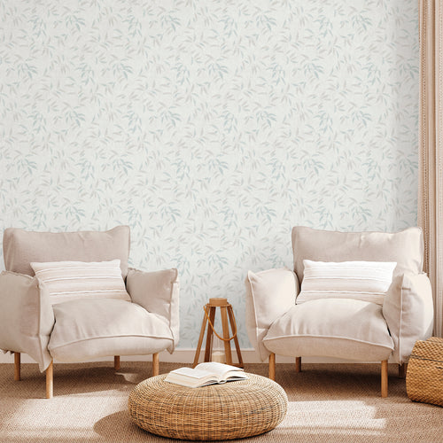 Sanders & Sanders behang bladeren vergrijsd blauw - 53 cm x 10 m - 640234 - vtwonen shop