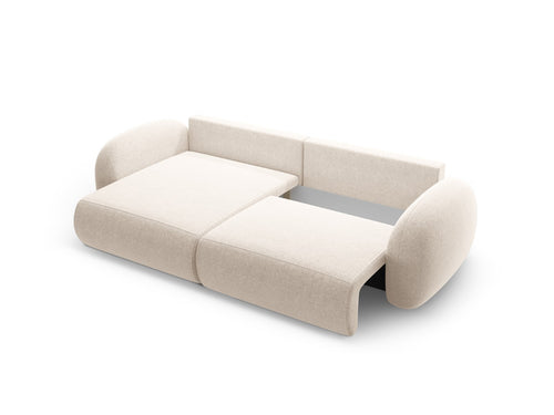 Cosmopolitan Design Omkeerbare converteerbare hoekbank met opbergdoos Tonale 4-zits, chenille lichtbeige - 149x262x88cm