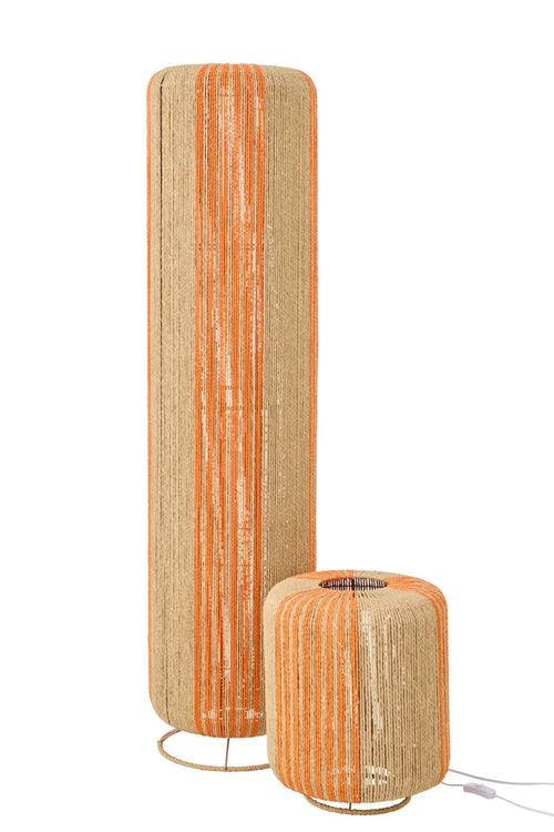J-Line lamp Touw Cilinder - metaal - oranje/naturel - large