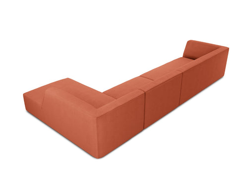 Micadoni rechter hoekbank Ruby 5-zits, structurele stof, koraal - 180x366x69cm