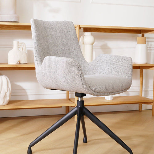 Nolon Nola-Eef Eetkamerstoel Beige Gemêleerd - Draaibaar Zwart Onderstel - vtwonen shop