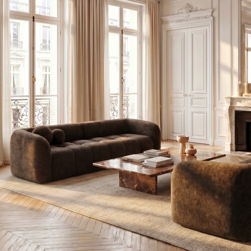 Sia Home - Bank HAUSSMANN - getextureerd fluweel espresso-bruin 226cm