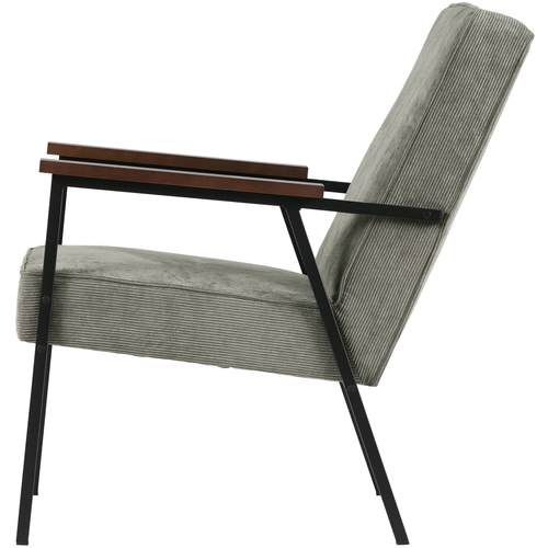 WOOOD fauteuil Sally - Ribstof - Vergrijsd Groen - 87x65x82 - vtwonen shop