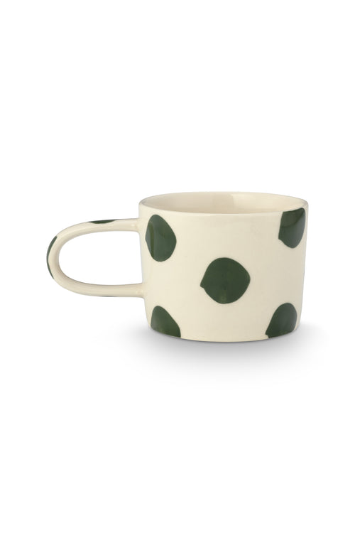 vtwonen - Mokken - Groen - Stippen - Set van 2 - Keramiek - 350ml
