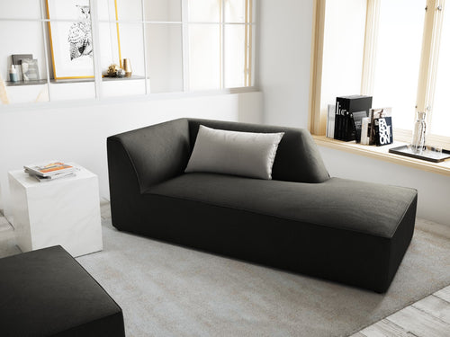Micadoni rechter chaise longue Ruby ribfluwelen, donkergrijs - 180x93x69cm
