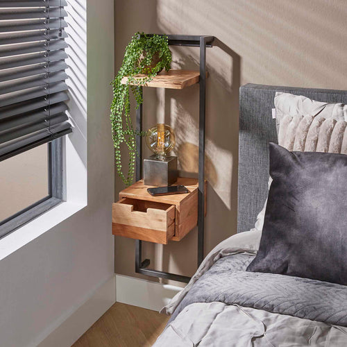 Giga Meubel Nachtkastje Air - Naturel Acaciahout - 30x30x100cm - vtwonen shop