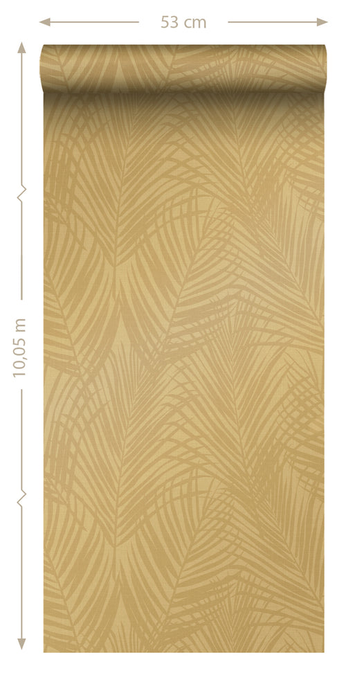 Origin Wallcoverings behang palmbladeren okergeel - 53 cm x 10.05 m - 347807 - vtwonen shop