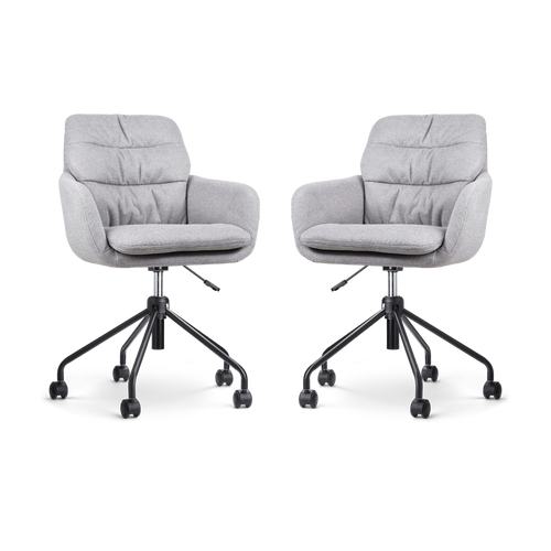 Nolon Nout-Mia Bureaustoelen Set van 2 - Beige - Zwart Onderstel
