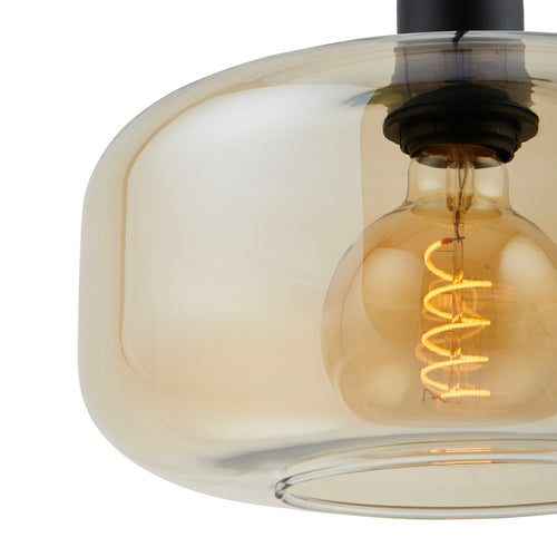 Lighto | Art deco hanglamp zwart met amber glas | Velo - vtwonen shop