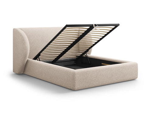 Micadoni Opbergbed met hoofdeinde Miley 140x200cm, chenille, beige - 230x187x100cm
