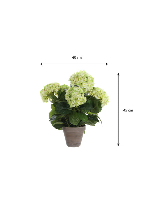 Mica Decorations Hortensia Kunstplant in Bloempot Stan - H45 x Ø45 cm - Groen