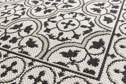 AFK Living vloerkleed Mosaique - voor binnen en buiten - zwart - 80 x 200 cm