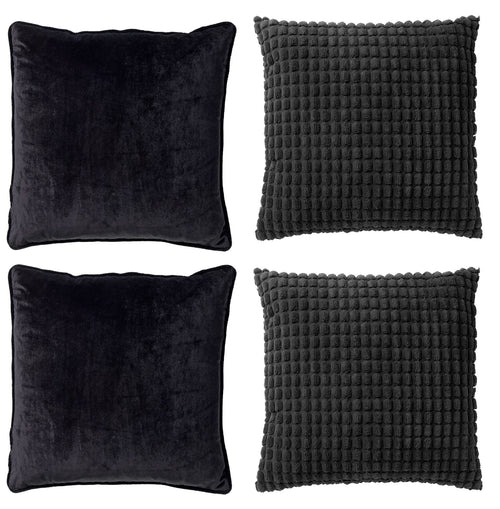 Dutch Decor - KUSSENSET - 4-delig - Texture Harmony - 45x45 cm - inclusief binnenkussens - zwart - vtwonen shop