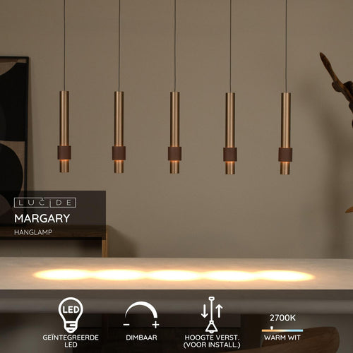 Lucide hanglamp MARGARY - Geïntegreerde LED - Koffie - vtwonen shop