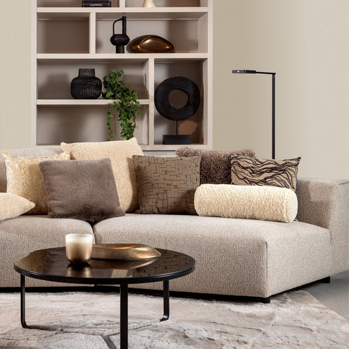GIBSON - sierkussen 45x45 cm - gouddraad - geometrisch motief - Sepia Tint - bruin, goud
