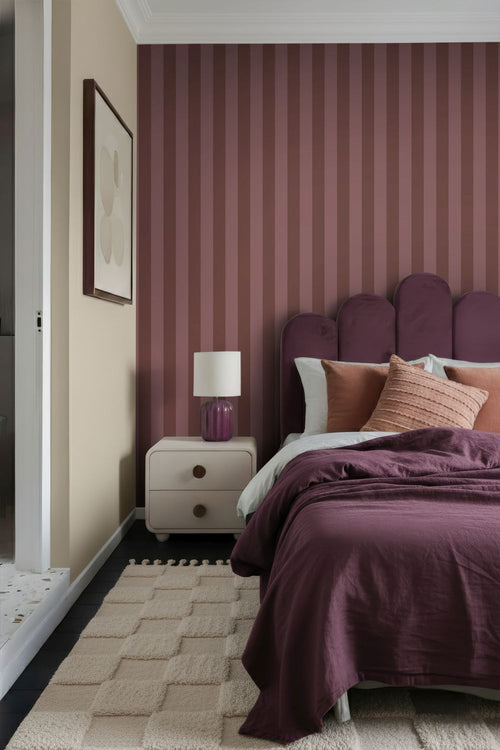 ESTAhome behang strepen donker paars en mauve paars - 50 x 900 cm - 131977