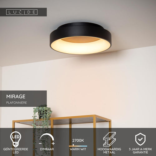 Lucide plafonnière MIRAGE - Geïntegreerde LED - Zwart