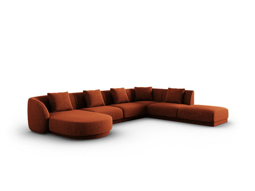 Cosmopolitan Design Panoramische hoekbank rechts Tulum 6-zits, chenille, terracotta - 255x330x70cm