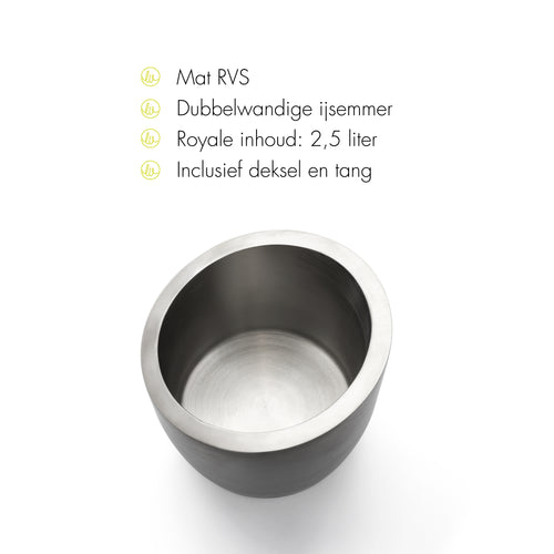 Leopold Vienna - Dubbelwandige ijsemmer met deksel 2,5L mat RVS - vtwonen shop
