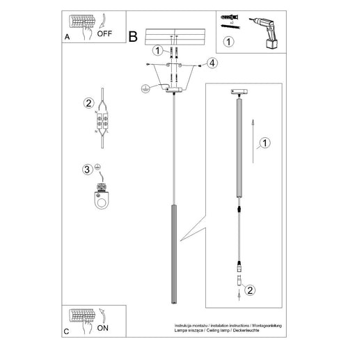 Sollux Lighting Hanglamp ARCHE 1 beige - 8x8x120cm