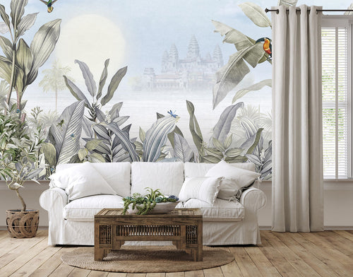 Sanders & Sanders fotobehang jungle-motief groen en blauw - 424 x 280 cm - 640779
