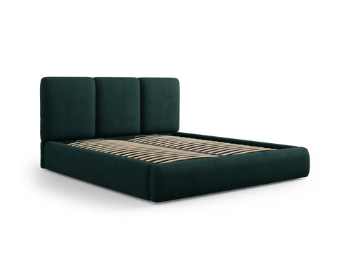 Cosmopolitan Design Opbergbed met hoofdeinde Nicolas 180x200cm, chenille, flessengroen - 220x200x100cm