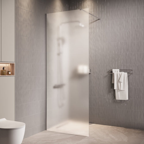 Badplaats Douchewand Florida 70 x 200 cm – Chroom – Inloopdouche 8 mm met Melkglas