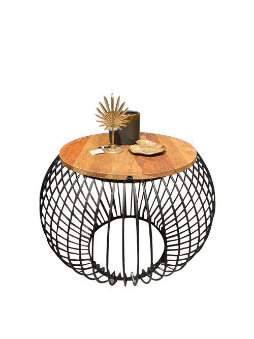 FurniLux Salontafel Mangohout - Bijzettafel - Salontafel Rond - Industrieel - 80x80x51 cm - vtwonen shop