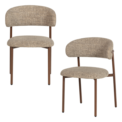 WOOOD eetkamerstoel Kelu - Wollig - Naturel Melange - Set Van 2 - 80x45x58
