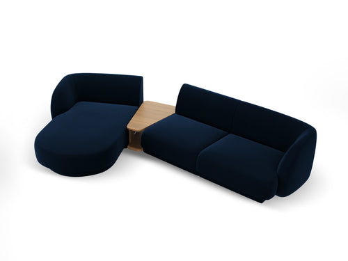 Micadoni linker modulaire bank Miley 3-zits, flueel, koningsblauw - 178x303x70cm