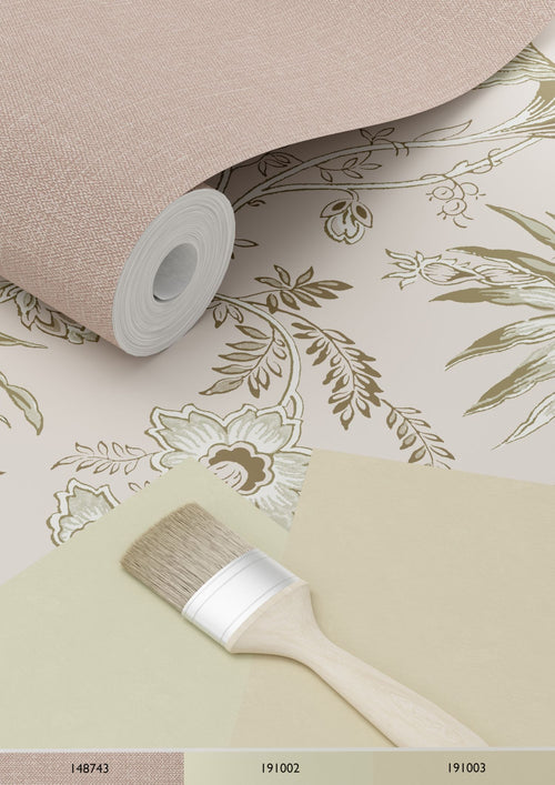 ESTAhome behang vintage bloemen oudroze en olijfgroen - 53 cm x 10.05 m - 139401