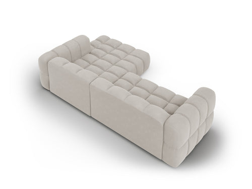 Cosmopolitan Design Modulaire hoekbank rechts Sky 4-zits, flueel, lichtbeige - 162x272x70cm