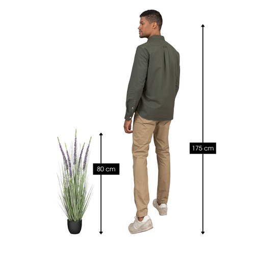 Mica Decorations Eremurus – Kunstgras in Pot – Realistische Nepplant Woondecoratie – Kunstplanten voor Binnen en Buiten – H80 x Ø25 cm – Groen, Paars