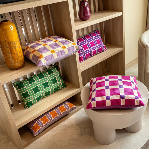 CLOVER - kussenhoes 30x50 cm - geometrisch - geborduurd - Deep Lavender - paars