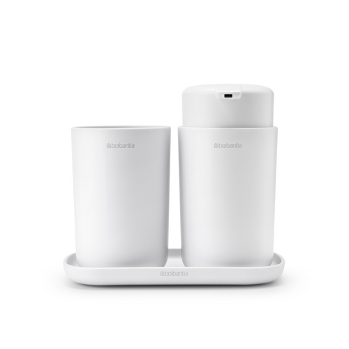 Brabantia ReNew Badkameraccessoire-set, zeepdispenser, tandenborstelhouder en schaal - White