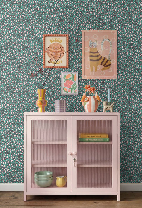 ESTAhome behang panterprint turquoise - 50 x 900 cm - 132202